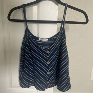 Blue Buttoned Crop Camisole